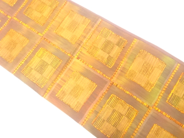 JAPANESE FUKURO OBI / WOVEN ABSTRACT GRID